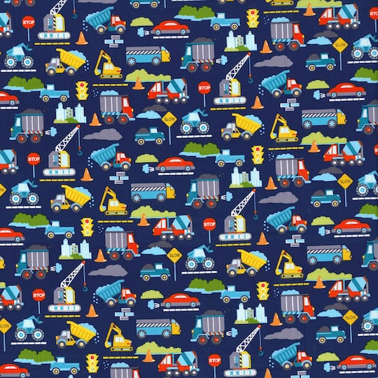 Fabric Traditions Blue Construction Cotton Fabric